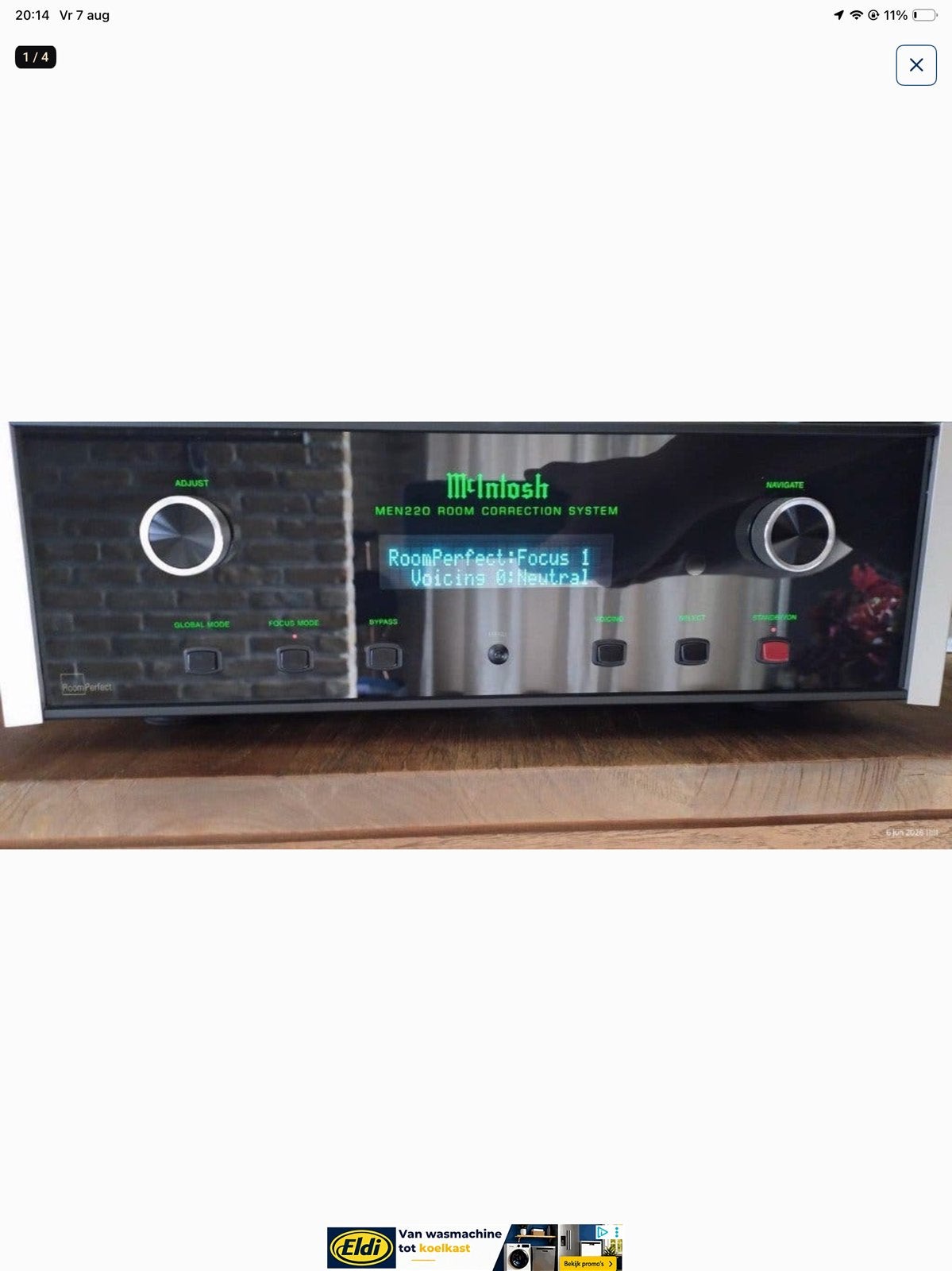 McIntosh MEN220 Roomcorrection, Ophalen of Verzenden, Zo goed als nieuw, 120 watt of meer, Overige merken