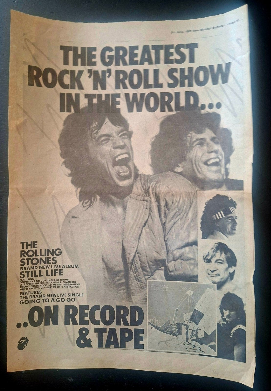 Rolling Stones 'Still Life' advertentie NME 1982, Ophalen of Verzenden, Gelezen, Muziek, Film of Tv