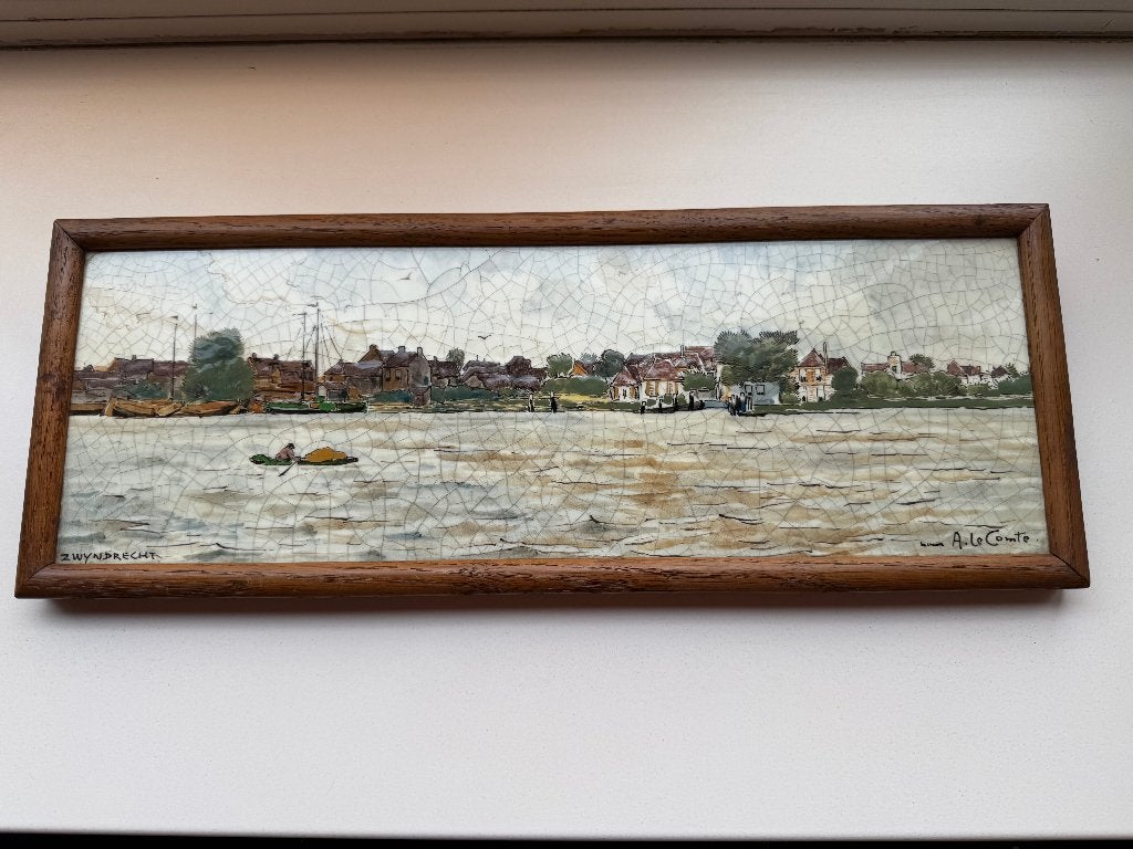 Tegel Porceleyne Fles Zwijndrecht naar Adolf Le Comte antiek, Antiek en Kunst, Kunst | Schilderijen | Klassiek, Ophalen, Maritiem / water