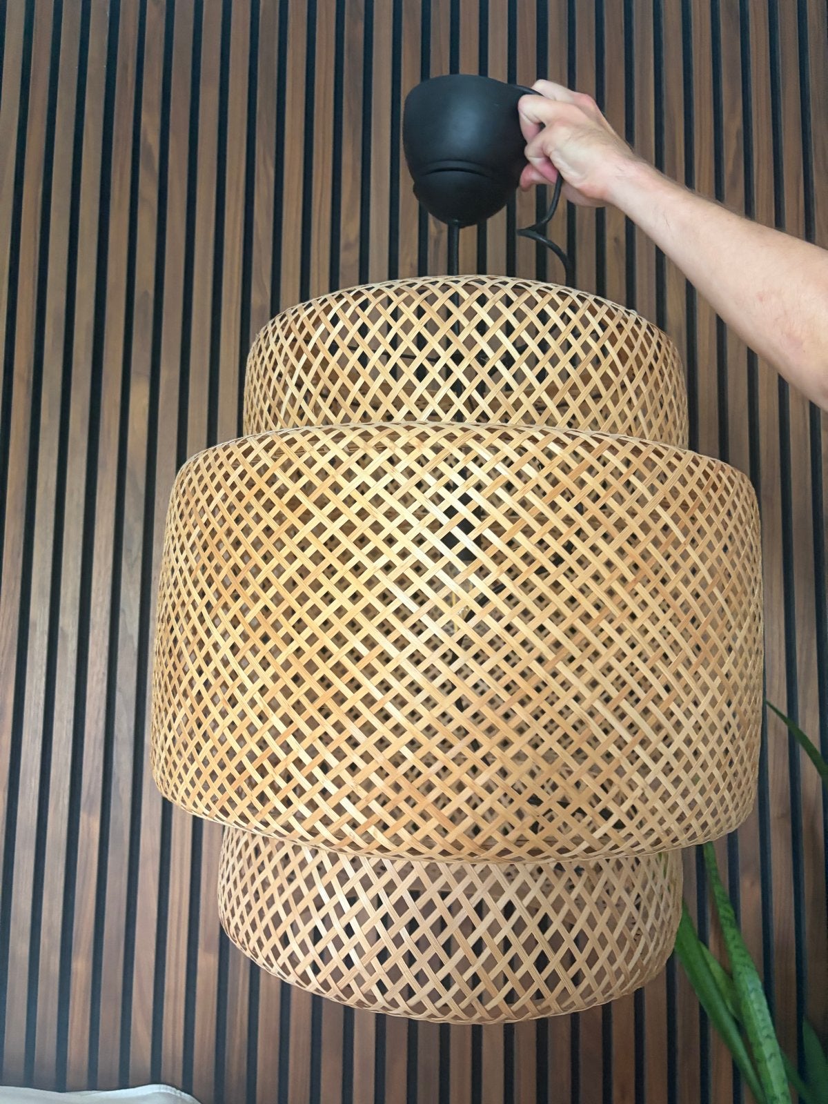 Bamboe lamp, Ophalen, Zo goed als nieuw, Natuurlijk materiaal, E27 (groot)