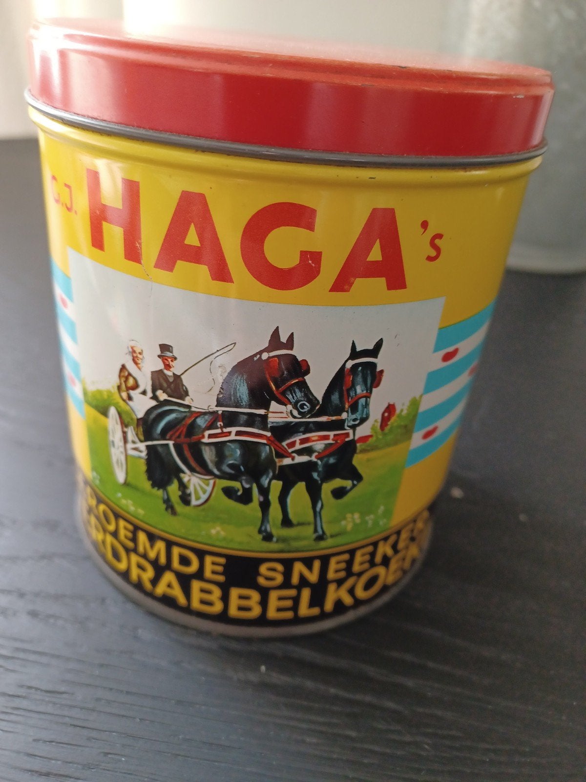 Vintage Haga's Sneeker Drabbelkoeken Blik, Verzamelen, Blikken, Ophalen of Verzenden, Zo goed als nieuw, Koek(jes)