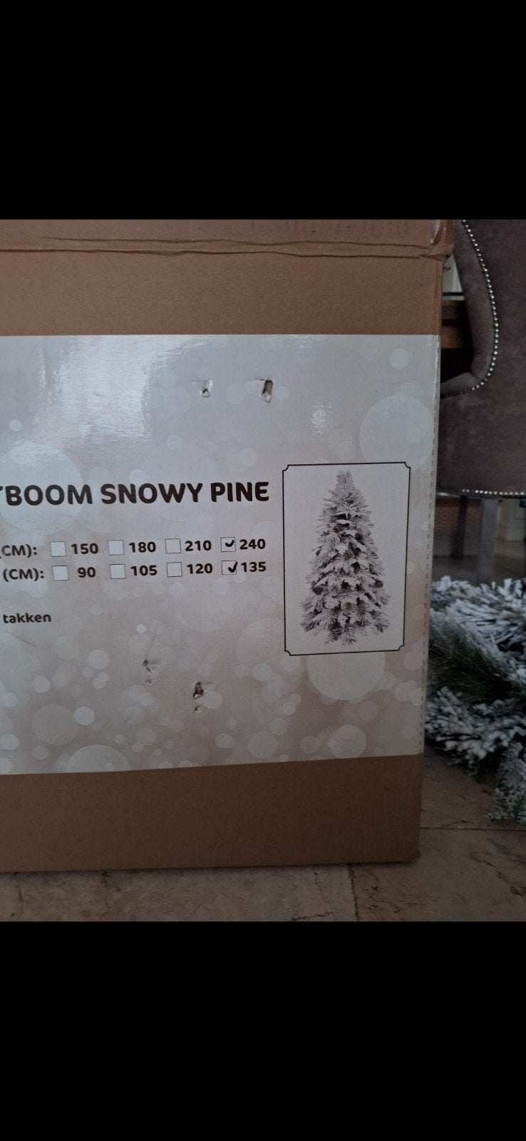 snowy pine  kerstboom, Ophalen