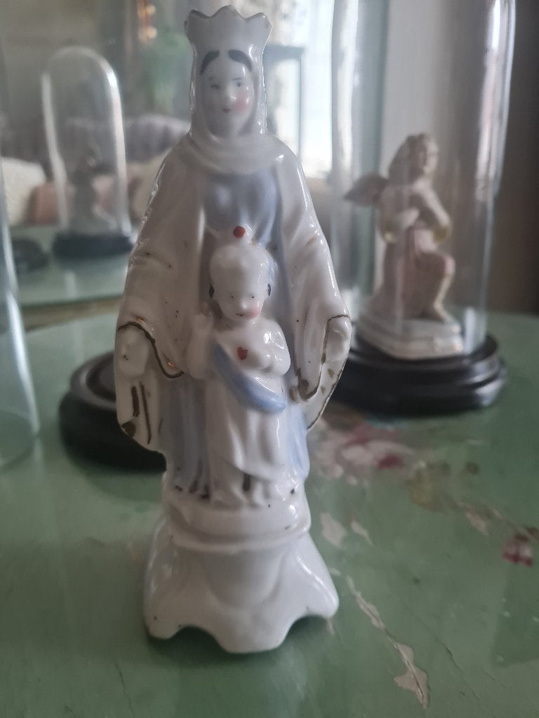 Oud porseleinen Maria beeldje, Antiek en Kunst, Antiek | Religie, Ophalen of Verzenden