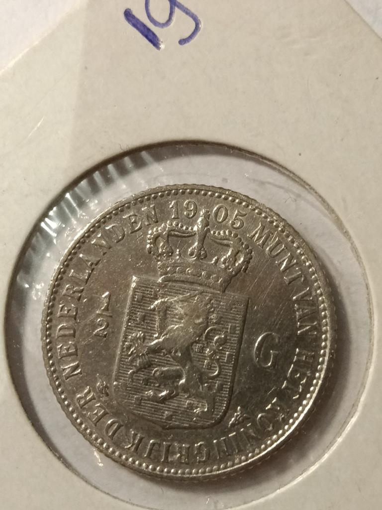 Halve gulden 1905 Wilhelmina, Postzegels en Munten, Munten | Nederland, Ophalen of Verzenden, Koningin Wilhelmina, ½ gulden, Zilver