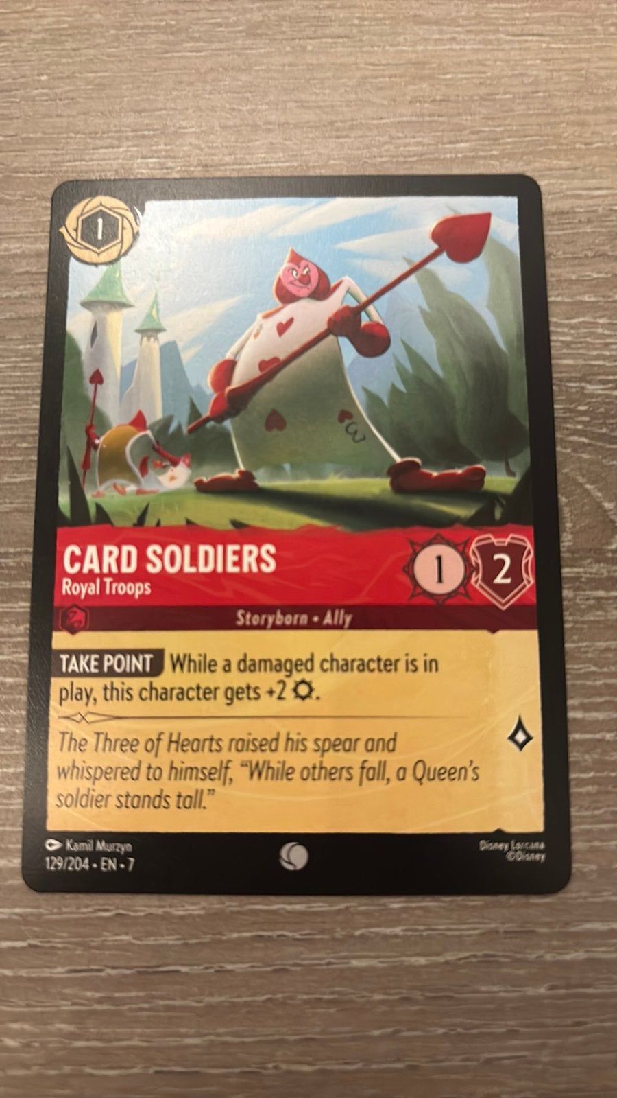 Disney Lorcana Cardsoldiers royaltroops 129-204 7ARI nonfoil, Hobby en Vrije tijd, Ophalen of Verzenden, Zo goed als nieuw