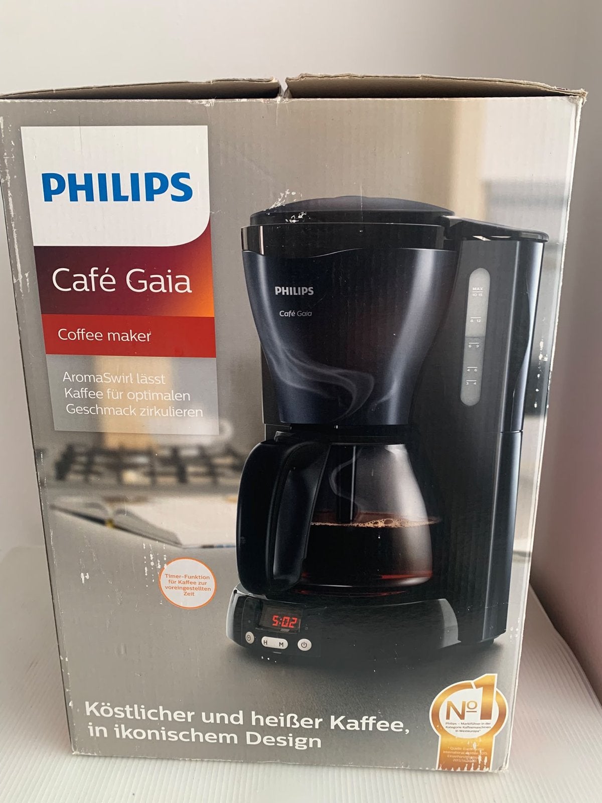 Philips Café Gaia Koffiezetapparaat - Zwart, 10 kopjes of meer, Gemalen koffie, Ophalen of Verzenden, Koffiemachine
