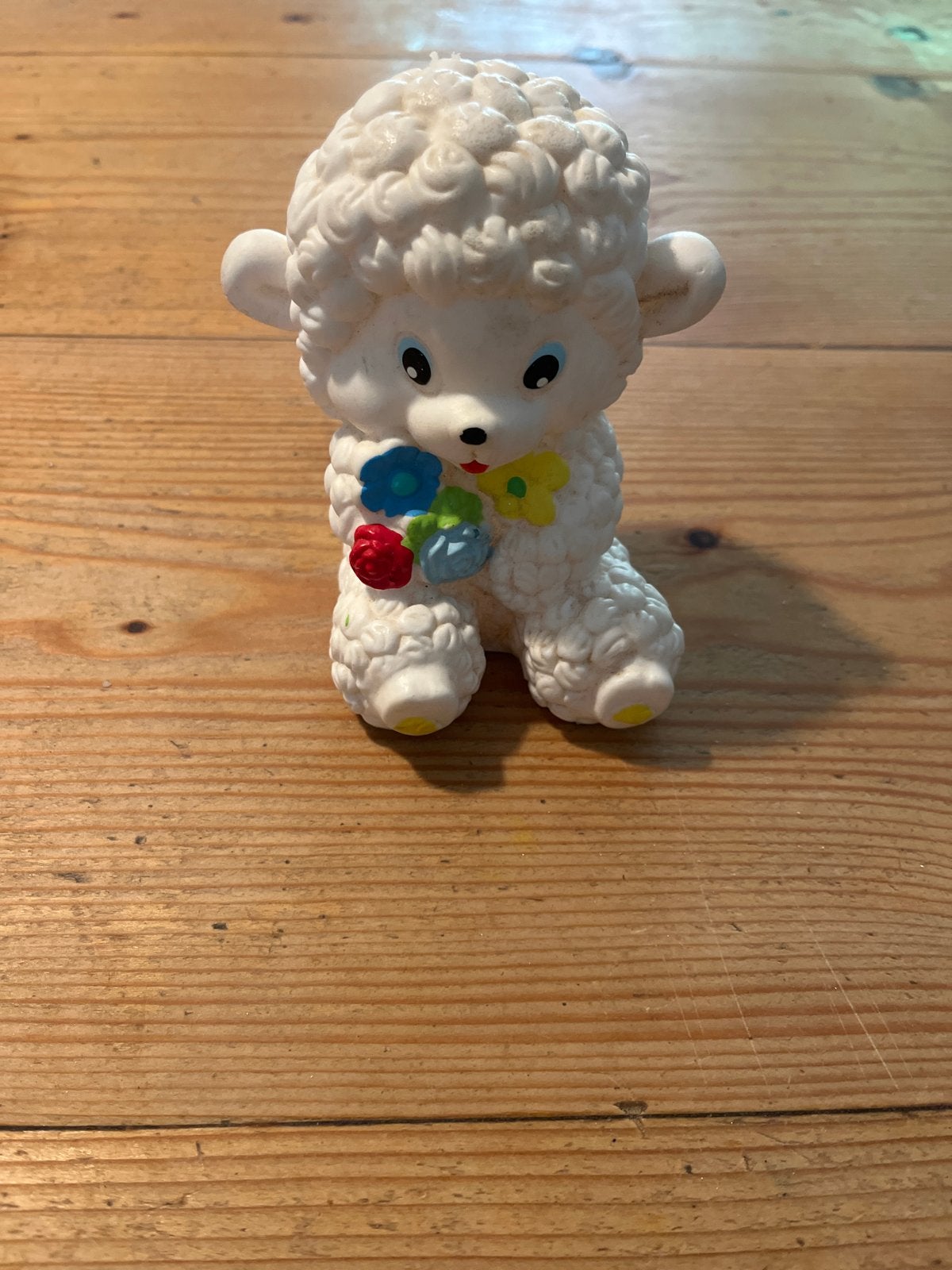 Vintage rubberen schaapje met bloemen, Ophalen of Verzenden, Gebruikt, Jongen of Meisje