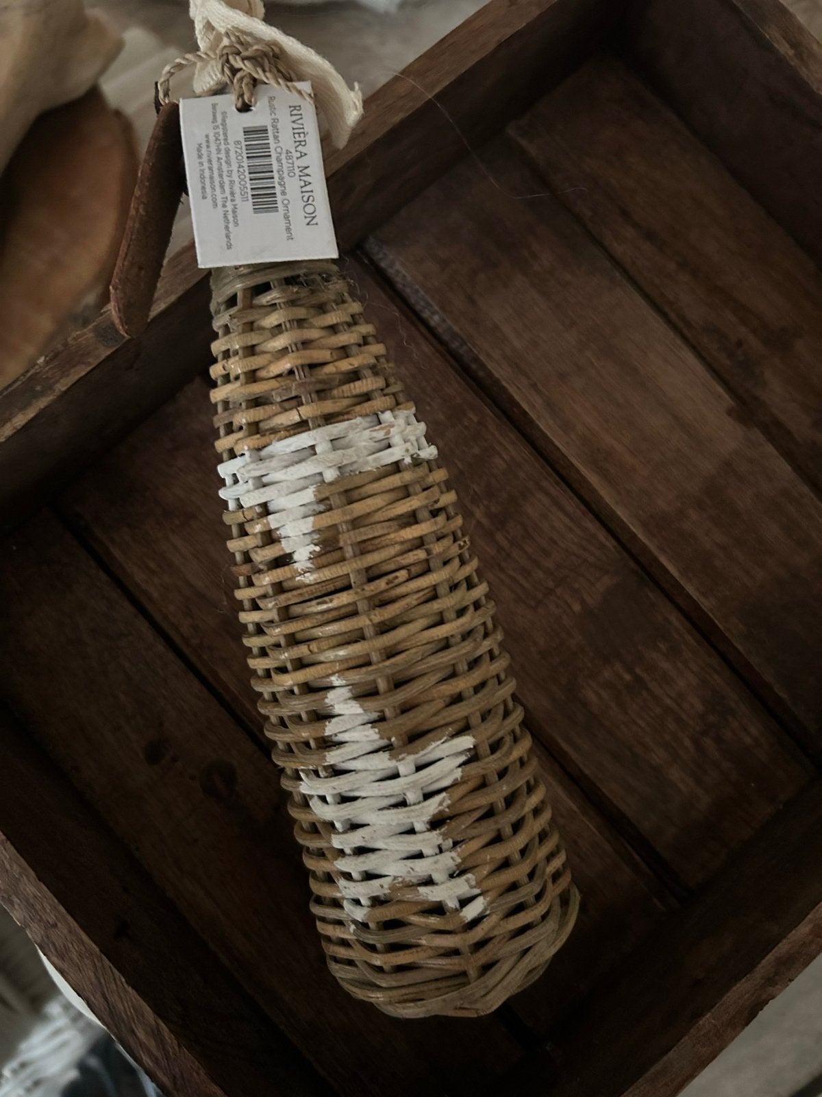 Riviera Maison Champagne Ornament Rotan nieuw met kaartje, Nieuw, Ophalen of Verzenden, Landelijk, Natuurlijk materiaal