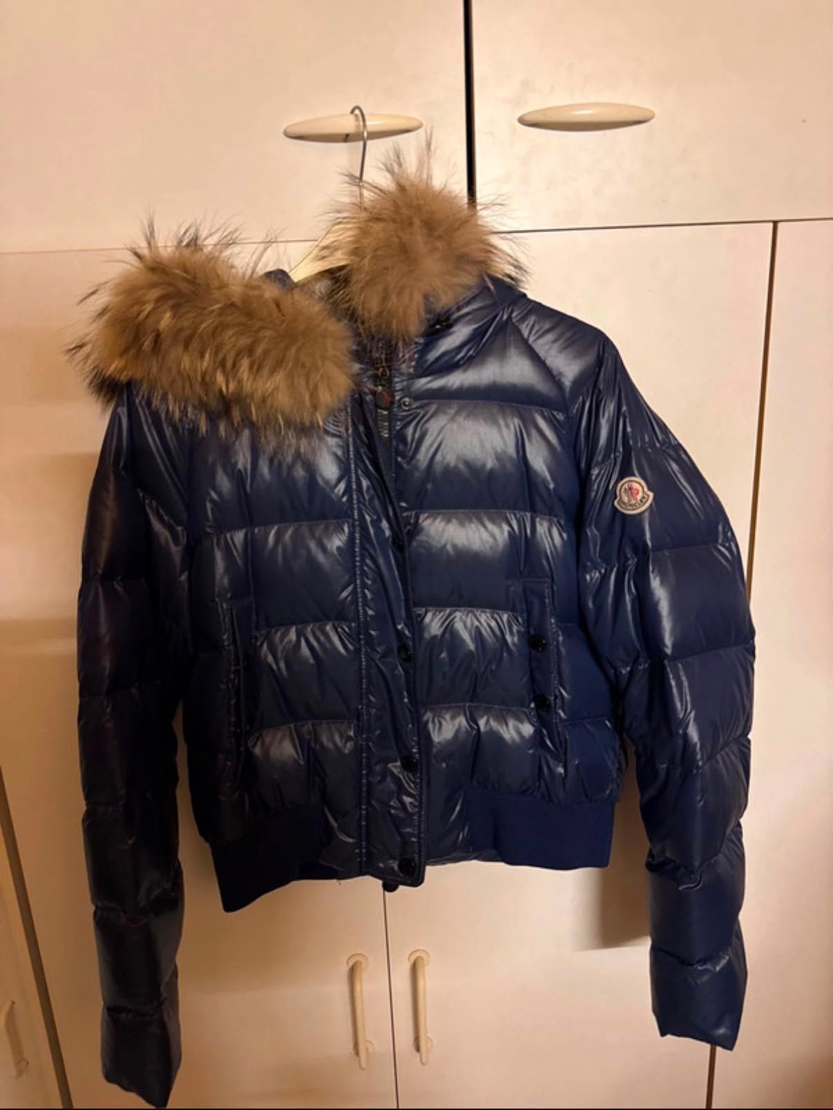 Moncler jas maat s, Verzenden, Zo goed als nieuw, Blauw