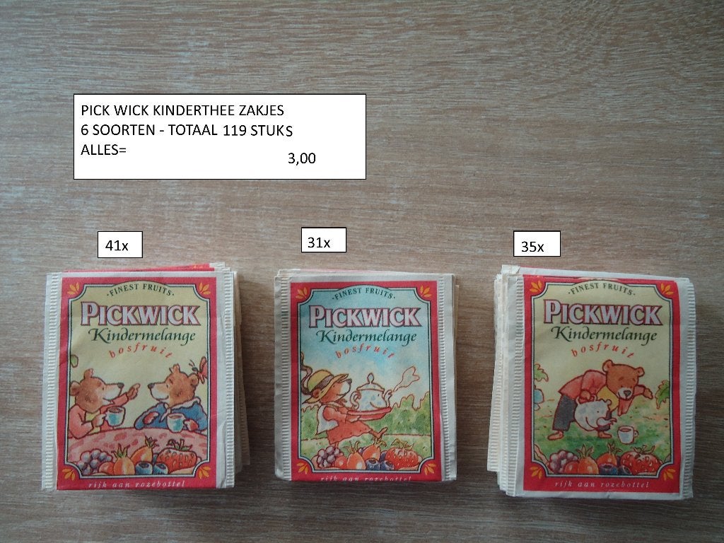 gratis 119 stuks kinderthee zakjes ( alleen verzenden, Hobby en Vrije tijd, Theezakjes, Ophalen, Theezakje(s)