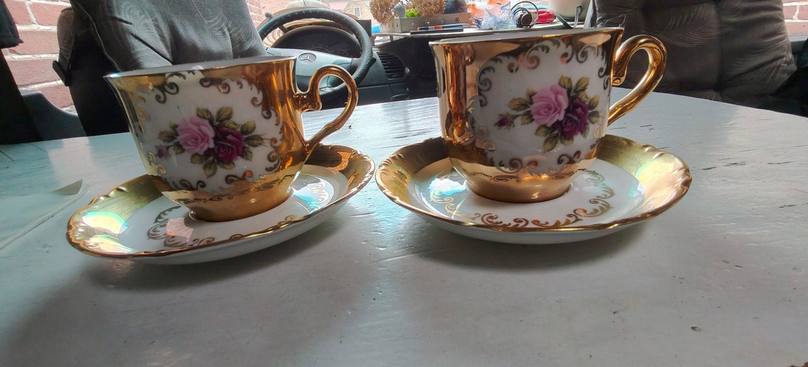 Bavaria 24 Karaat Gouden Koffiekopjes met Rozen (2 stuks), Ophalen