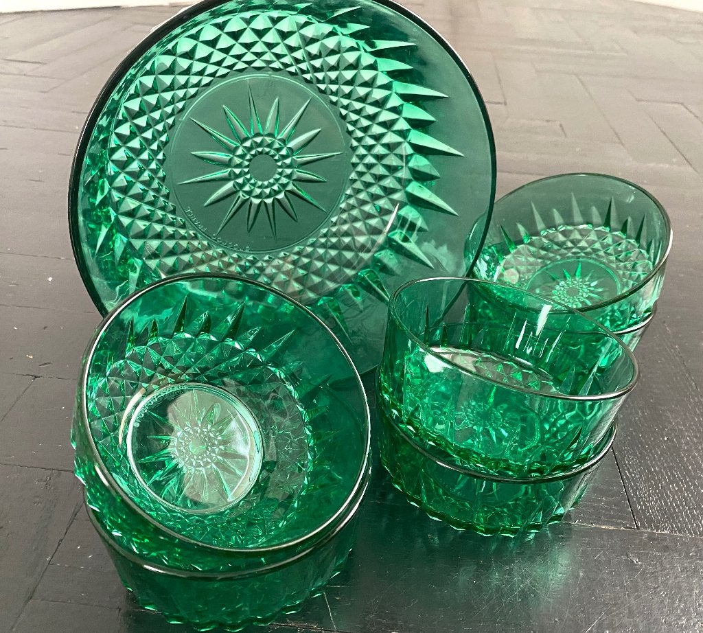 Vintage ARCOROC Glazen schaal & 6 schaaltjes, Ophalen