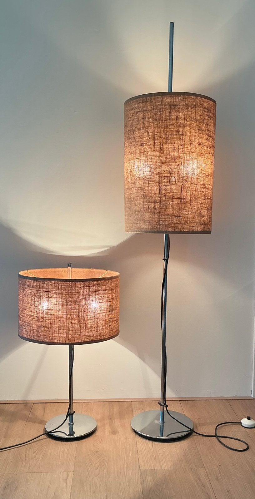 Vintage vloerlamp en tafellamp Staff Leuchten 70s, Ophalen, Gebruikt, Metaal