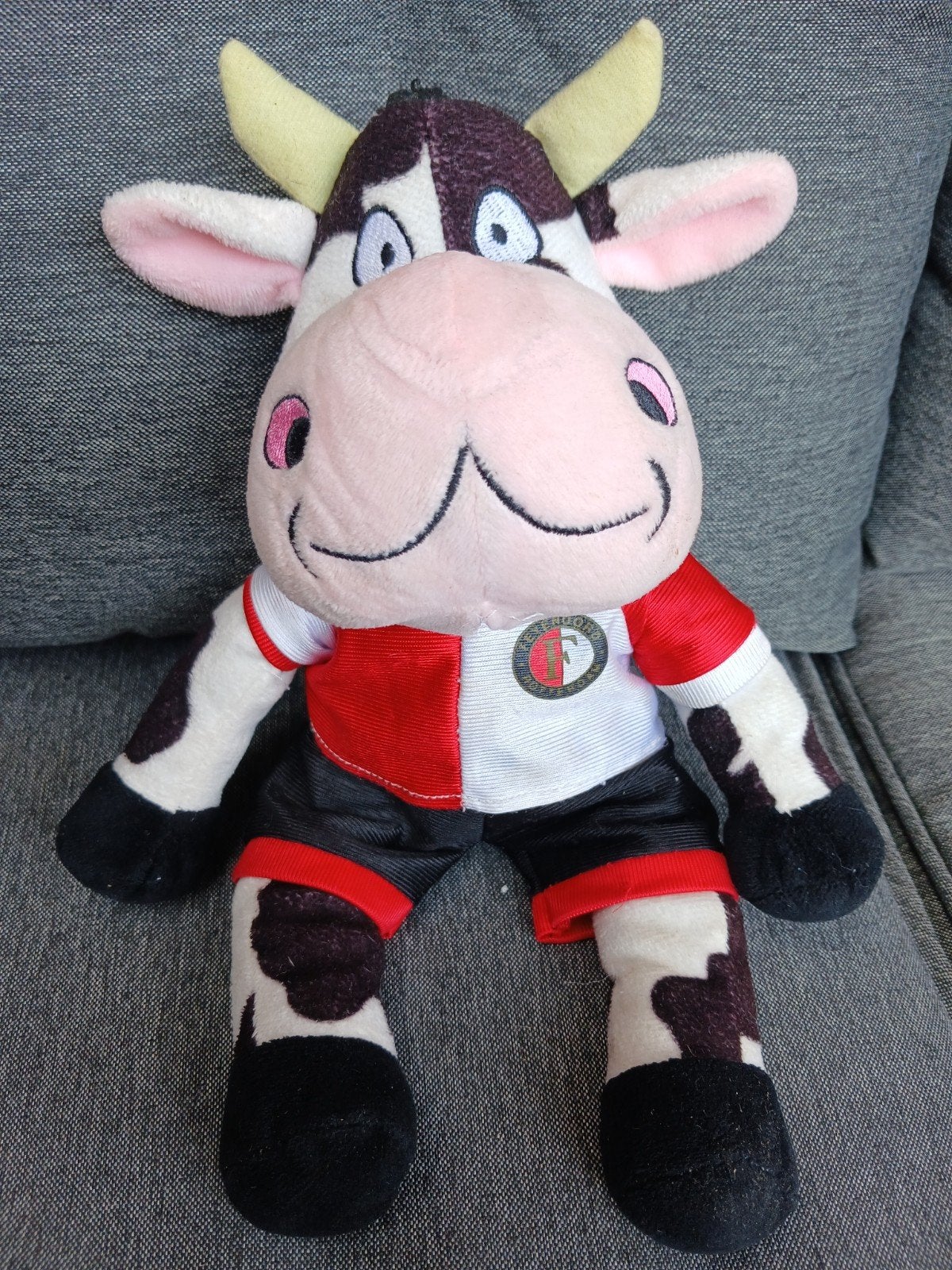 Feyenoord Koe Knuffel, Kinderen en Baby's, Speelgoed | Knuffels en Pluche, Overige merken, Overige karakters, Zwart, Ophalen of Verzenden