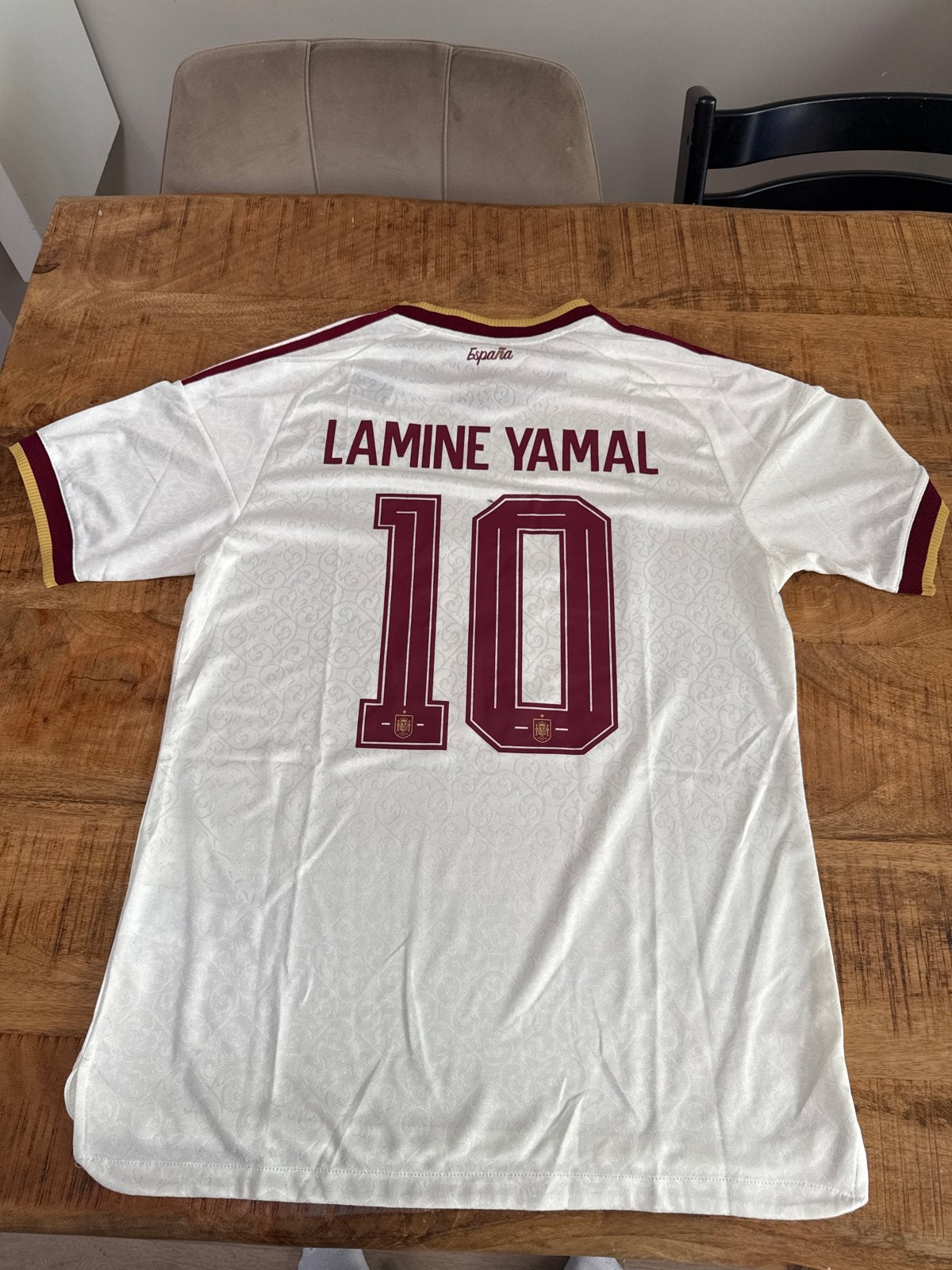 Lamine Yamal Spanje uitshirtje - Maat L, Maat 52/54 (L), Wit, Ophalen of Verzenden, Zo goed als nieuw