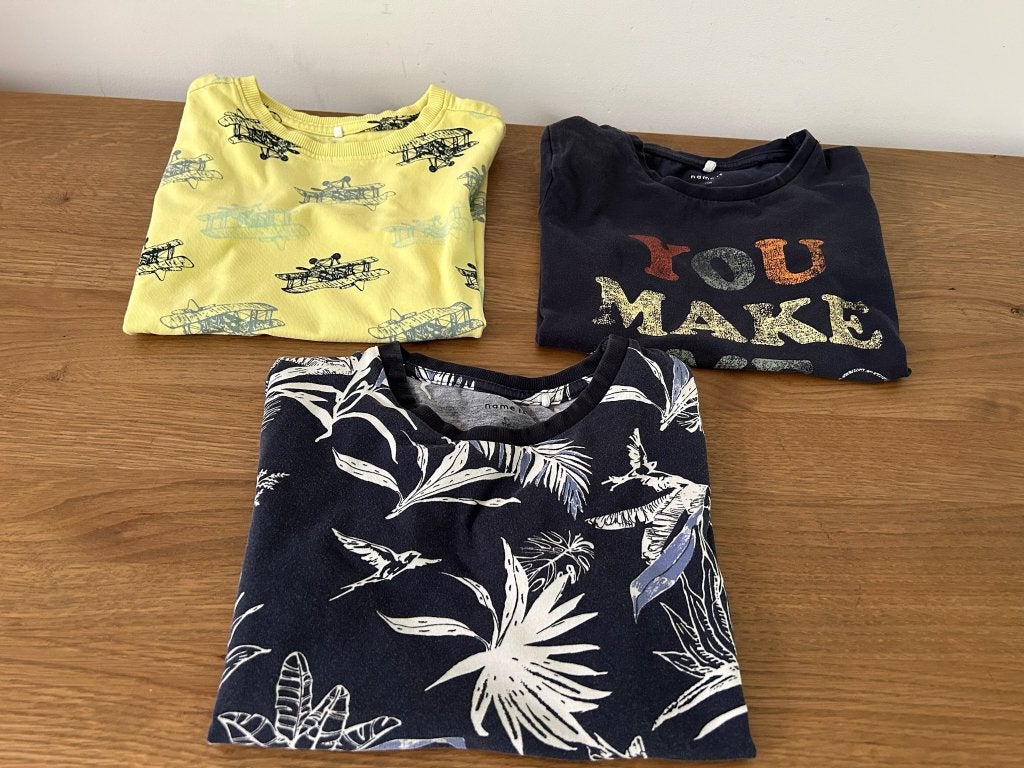 3 leuke en goede t-shirts, Maat 116, Name it, Zgan!, Ophalen of Verzenden, Zo goed als nieuw, Shirt of Longsleeve, Jongen