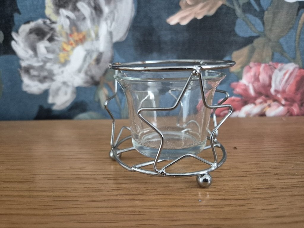 Glazen/metalen waxinelichtje ster, Ophalen of Verzenden, Gebruikt