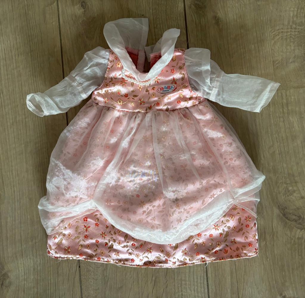 Baby Born prinsessenjurk roze met bloemenpatroon, Ophalen, Zo goed als nieuw, Babypop