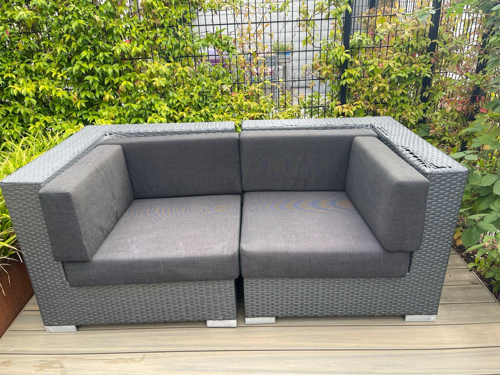 Bois Le Duc Wicker Loungeset - 2-zitsbank met kussens, Tuin en Terras, Tuinsets en Loungesets, Gebruikt, Loungeset, Wicker, Bank