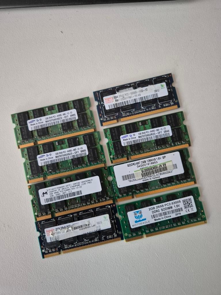 DDR2 SODIMM RAM Geheugenmodules voor Laptop (2GB per stuk), Computers en Software, RAM geheugen, Gebruikt, Ophalen of Verzenden