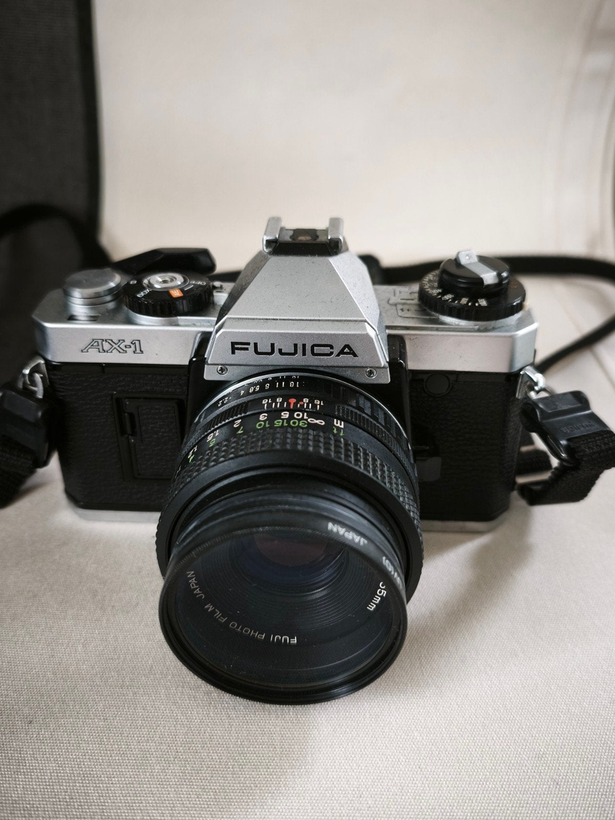 Fujica AX-1 Spiegelreflexcamera met 2 lenzen en flitser, Ophalen of Verzenden