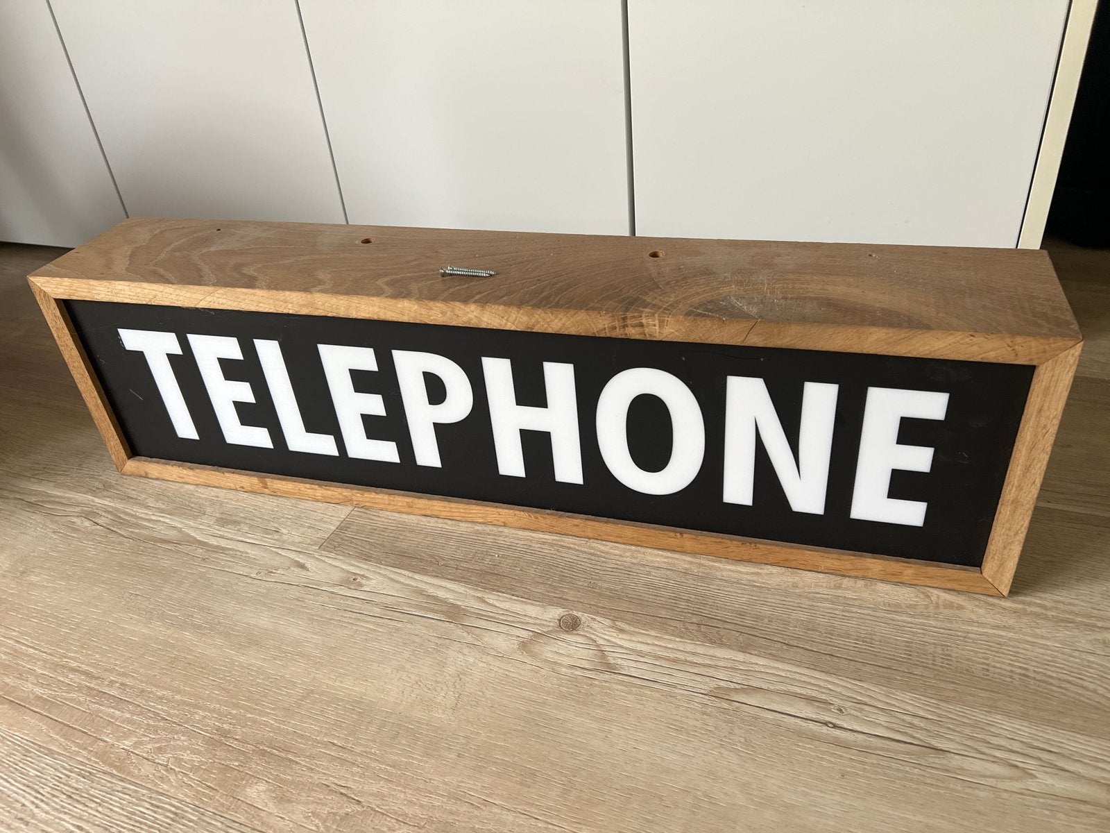 Lichtbak met tekst 'TELEPHONE' - Vintage Stijl, Ophalen, Gebruikt, Hout, Vintage