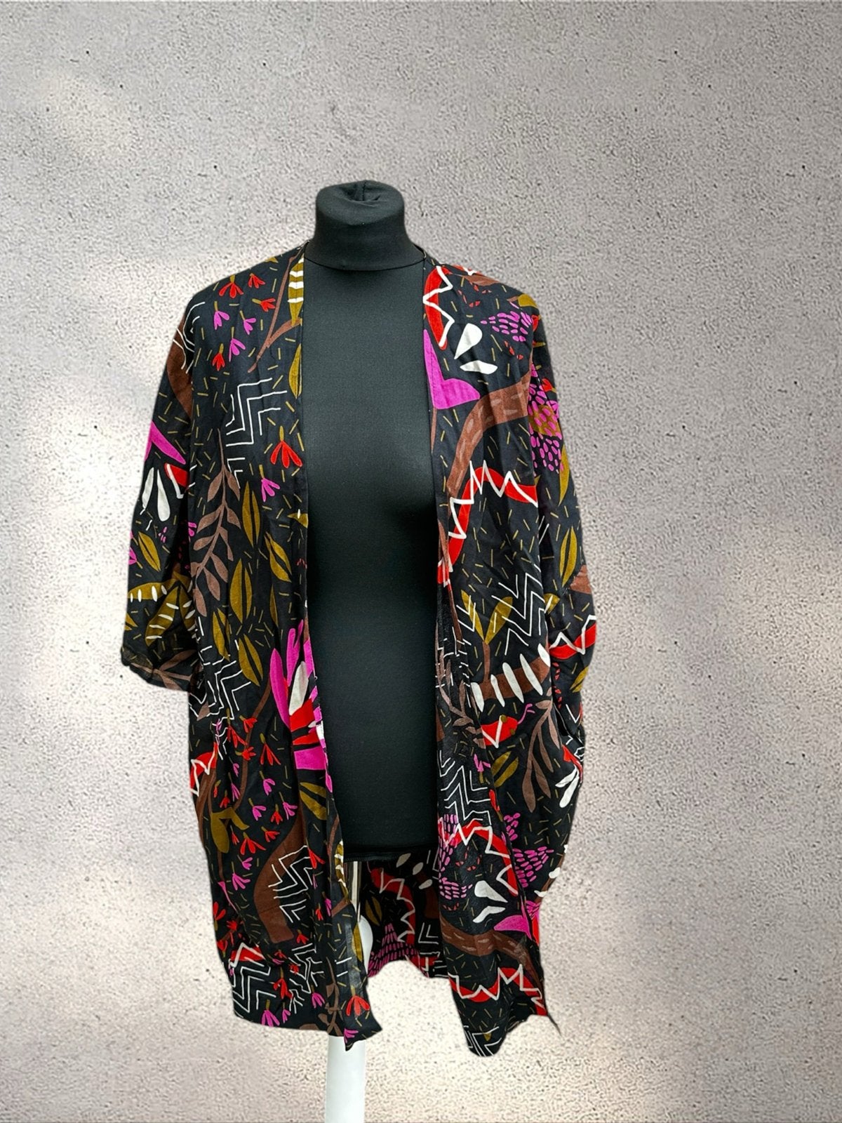 Gudrun Sjödén Kimono/Vest - Kleurrijke Print s/M, Kleding | Dames, Truien en Vesten, Ophalen of Verzenden, Zo goed als nieuw, Maat 36 (S)