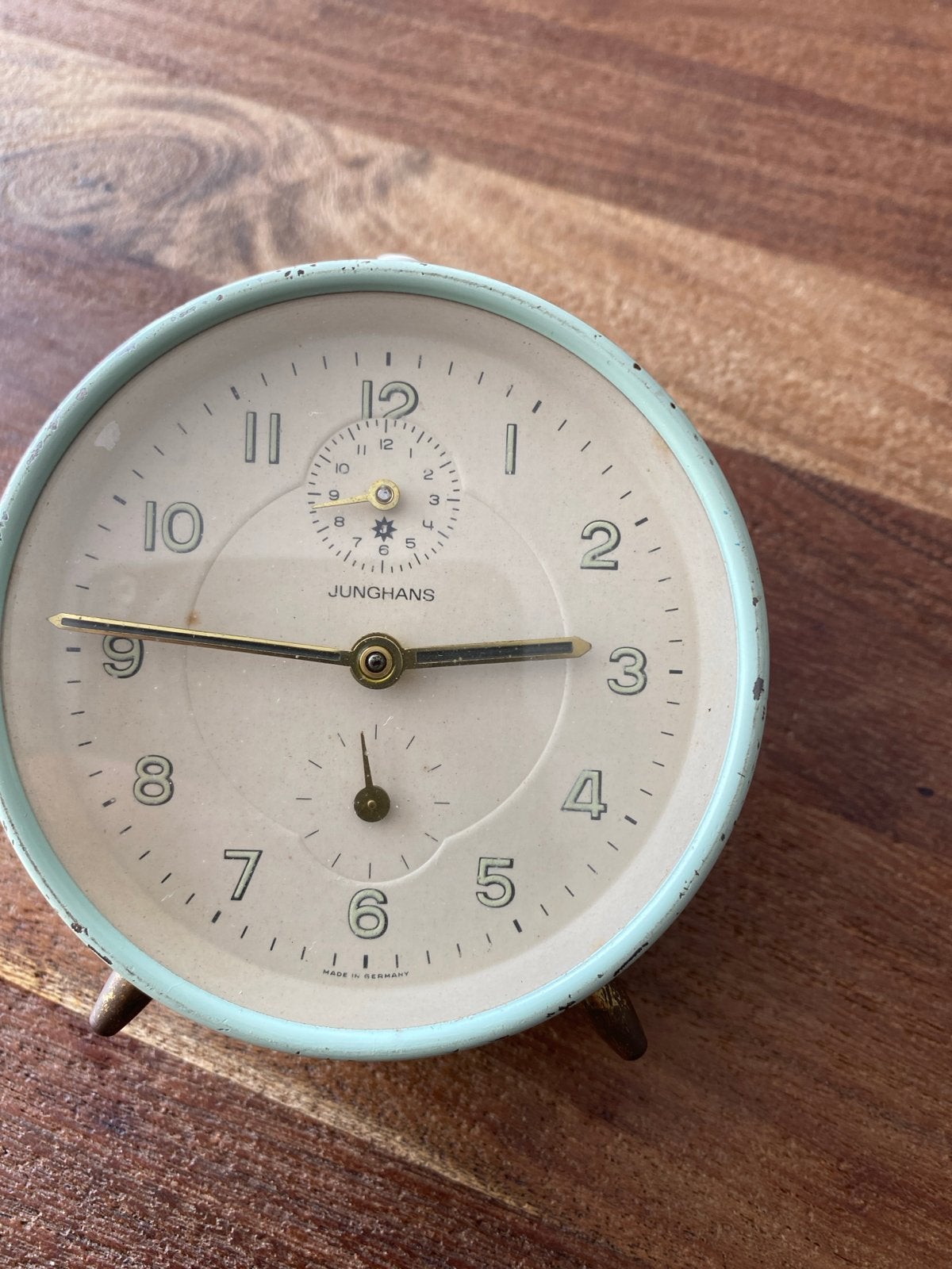 Vintage Junghans Wekker Jaren 50/60 - Pastelgroen/Blauw, Ophalen of Verzenden