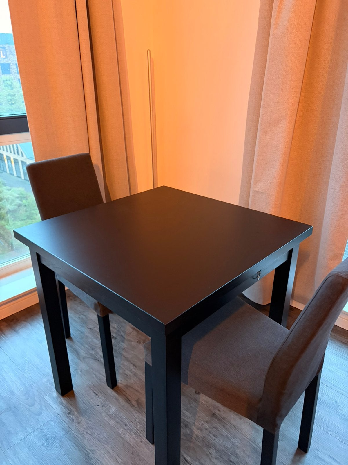 IKEA NORDVIKEN Eettafel +2 KÄTTIL Stoelen Black-Dark Grey, Ophalen, Nieuw, Vier personen