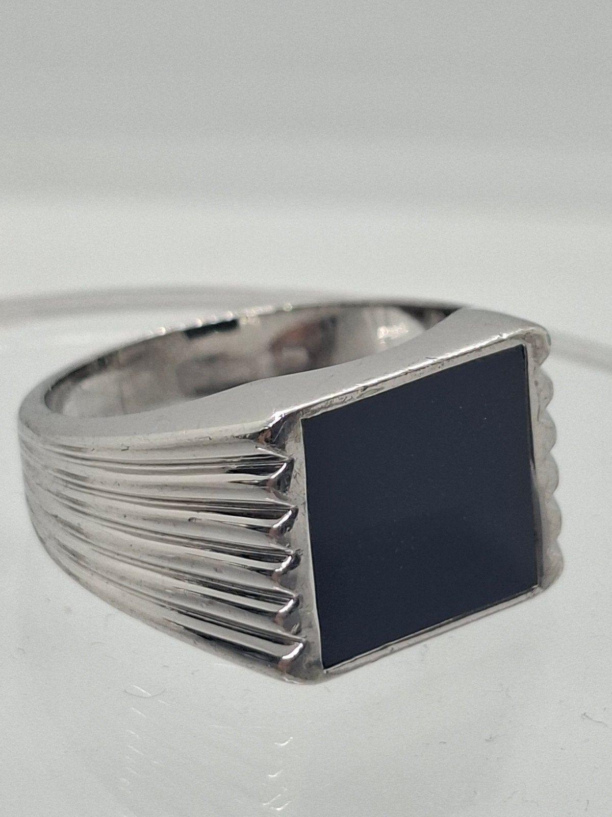 zilveren zegelring herenring 925 onyx maat 62, 20 of groter, Zwart, Heer, Ophalen of Verzenden