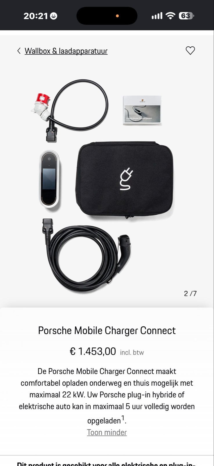 Nieuwe Porsche Mobile Charger Connect - 22 kW, Ophalen of Verzenden, Nieuw