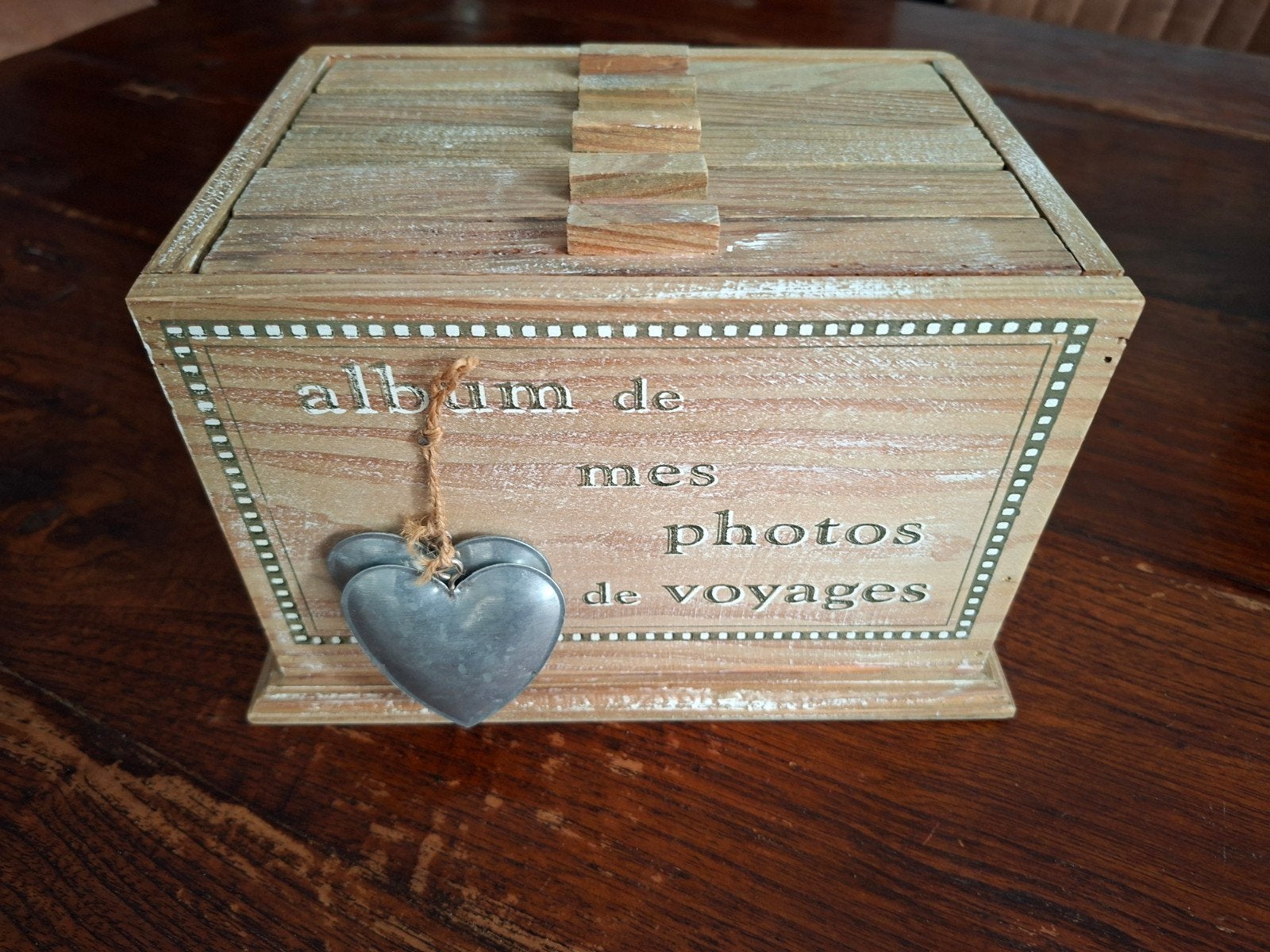 Rustiek, landelijk houten bewaarbox voor 100 foto's, Ophalen of Verzenden, Nieuw, Insteekalbum, Met insteekhoezen