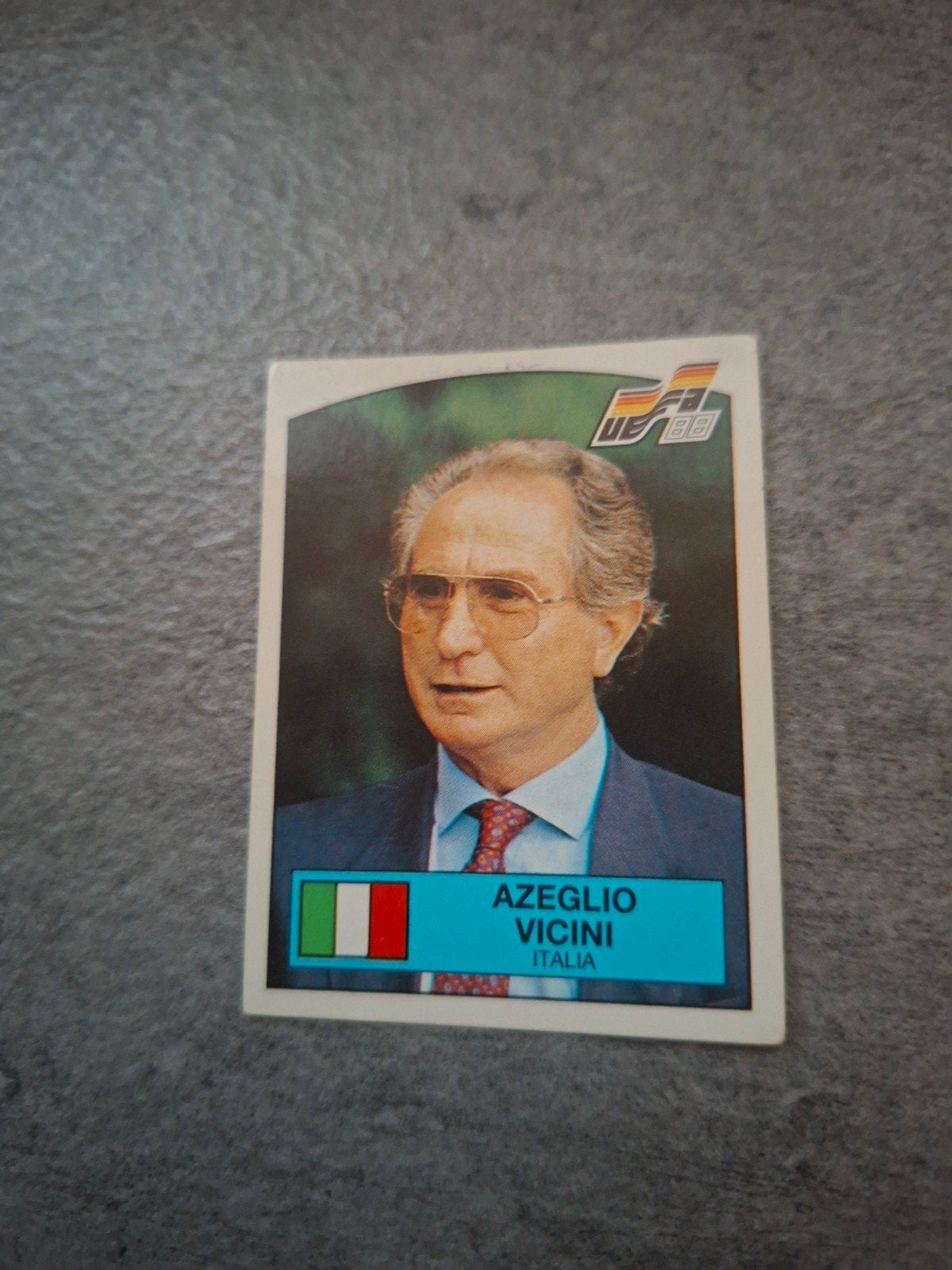 Panini sticker Euro 88 Duitsland. Azeglio Vicini Italië., Ophalen of Verzenden, Zo goed als nieuw, Sticker