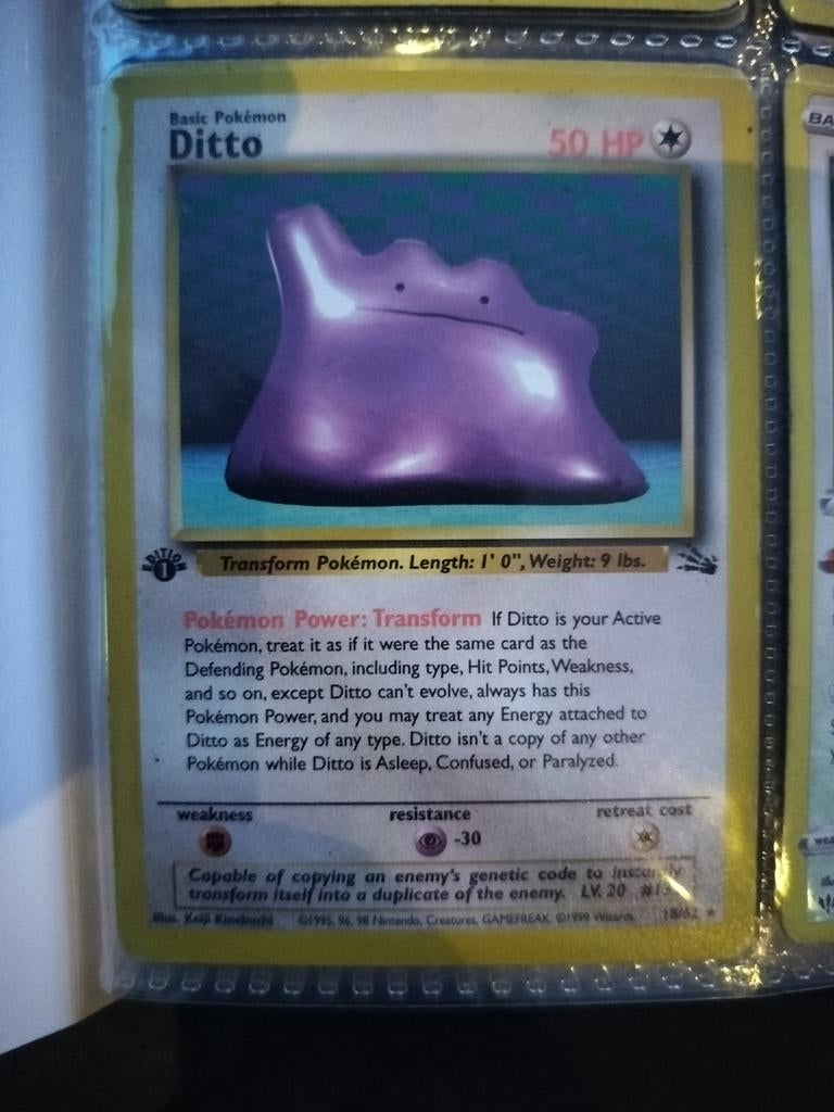 Ditto Pokemon kaart 1 edition, Ophalen of Verzenden, Zo goed als nieuw