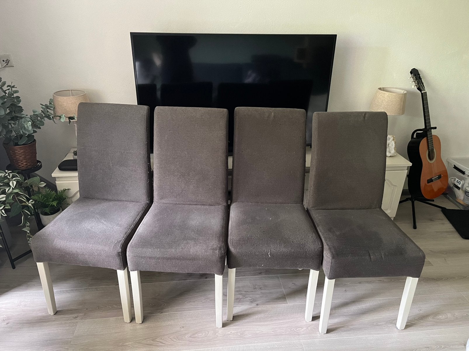 4 Eetkamerstoelen, Ophalen, Gebruikt, Grijs, Vier