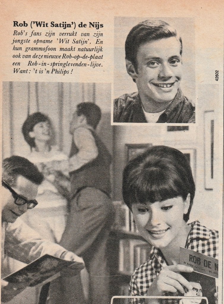 Retro reclame 1964 Philips platenspeler ook met Rob de Nijas, Verzamelen, Verzenden, Overige typen