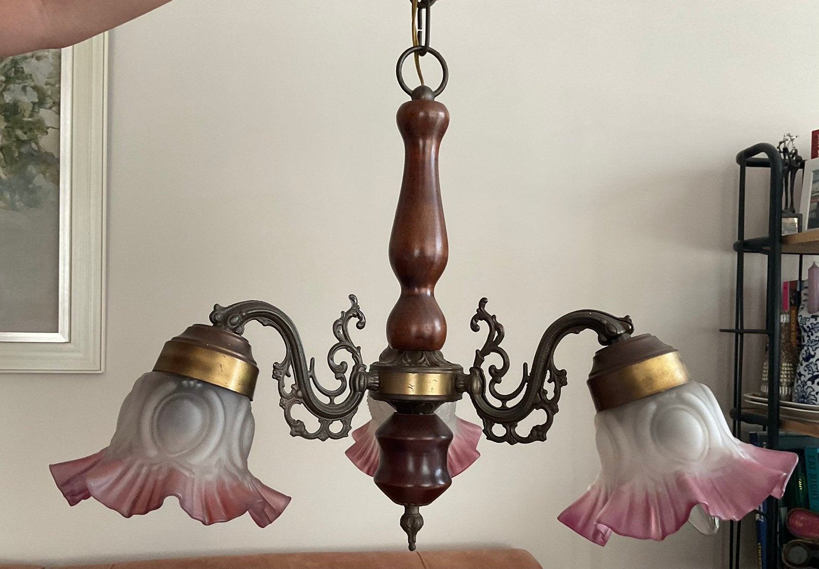 3-armige vintage hanglamp, Ophalen