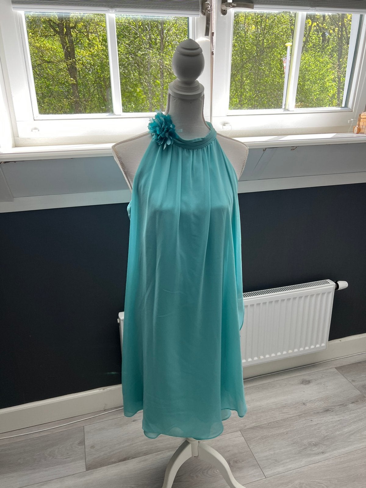 Prachtige jurk van vera mont maat XL (42) kleur turquoise, Blauw, Maat 42/44 (L), Ophalen of Verzenden, Zo goed als nieuw