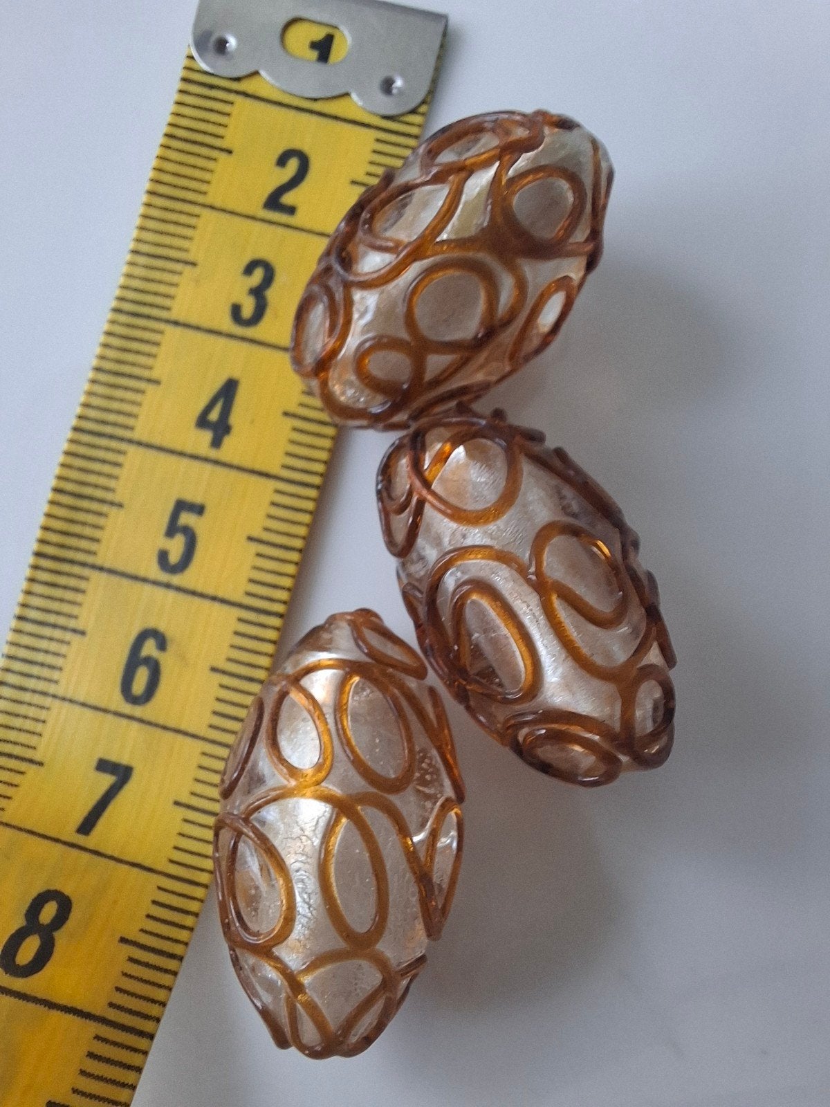 3 grote luxe lampwork glaskralen bruin kralen, Kraal, -, -, Nieuw