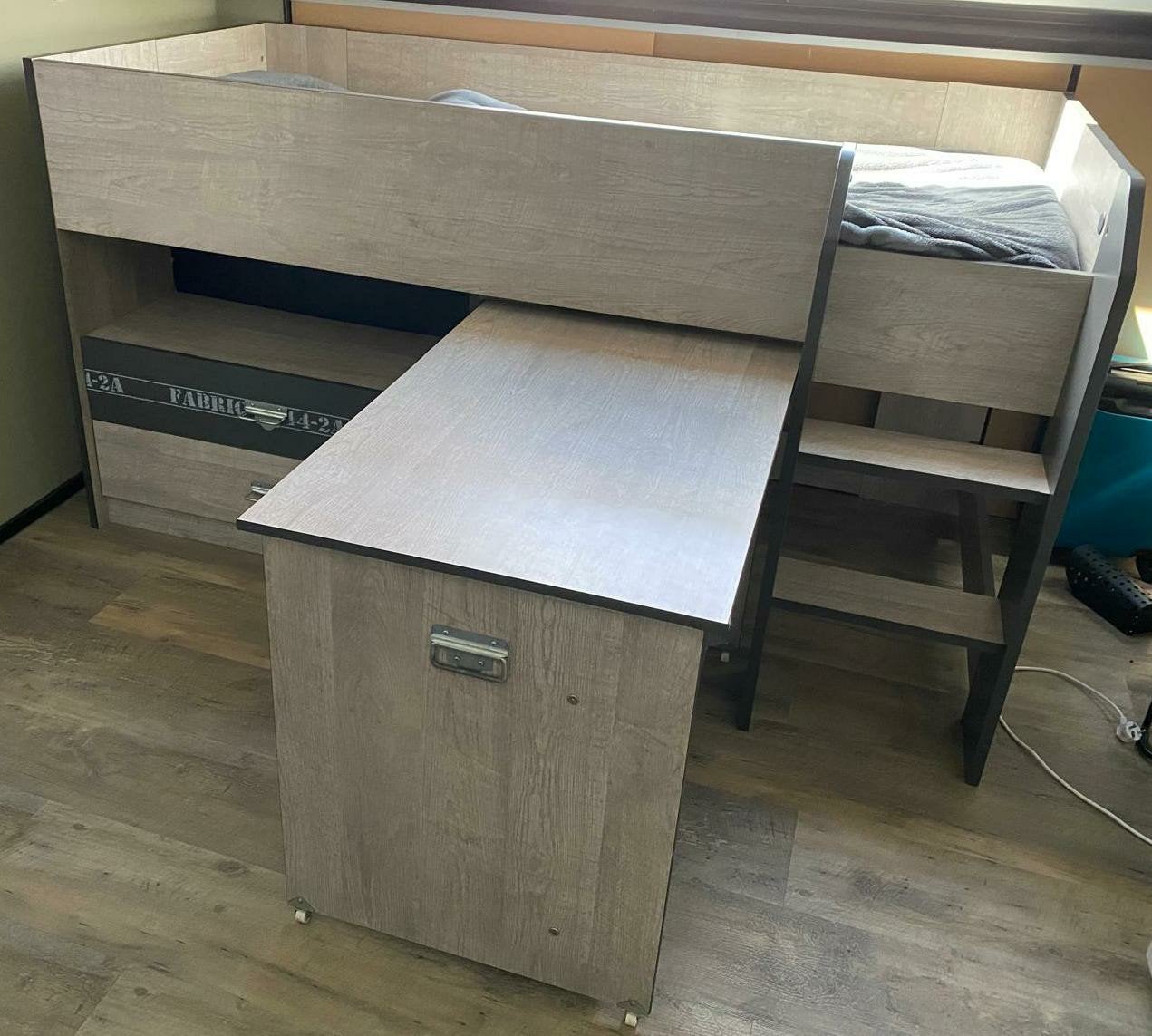 Halfhoogslaper met bureau en opbergruimte., Ophalen, Gebruikt, 90 cm, Eenpersoons