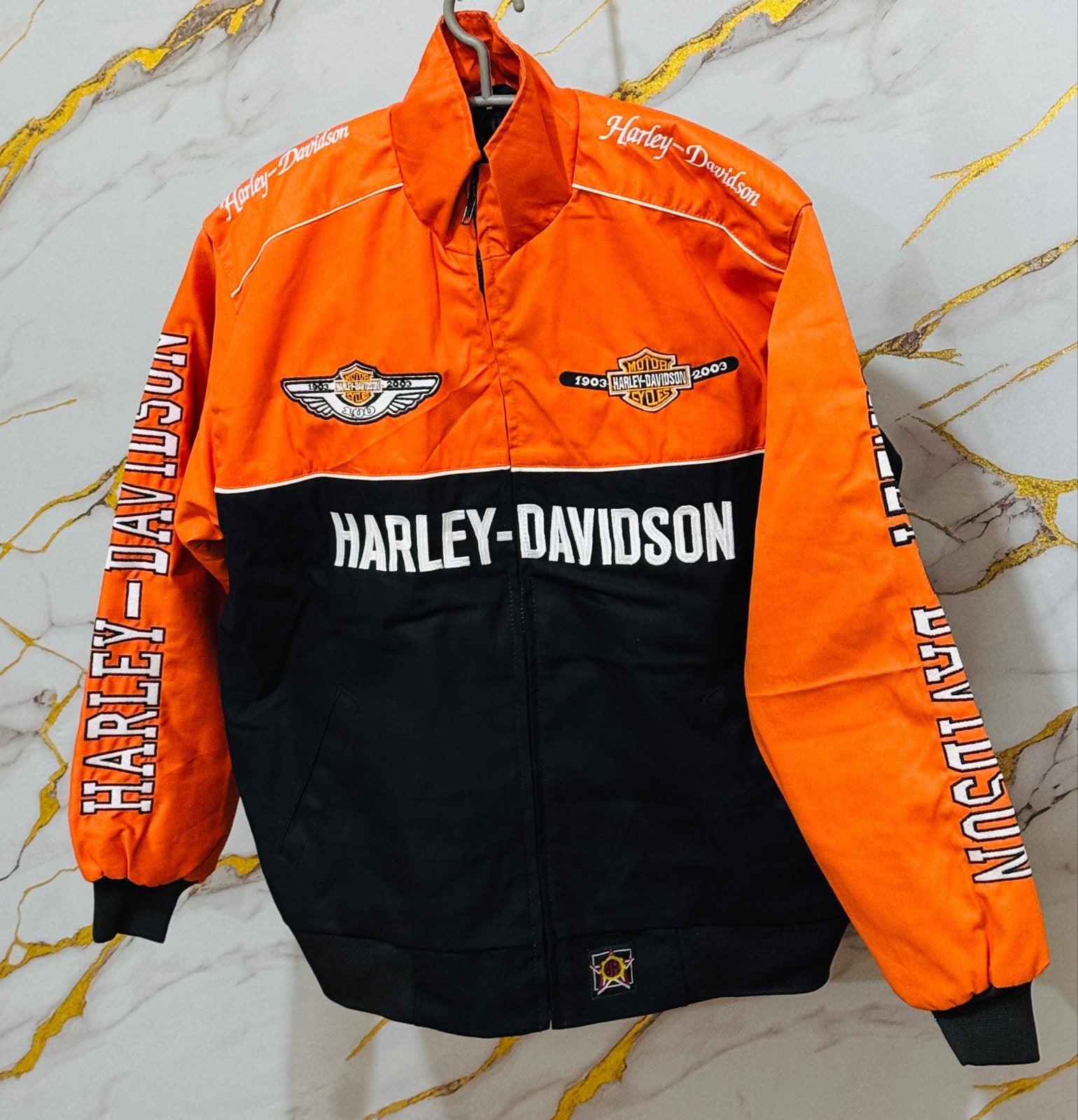 Harley-Davidson Racing Jas - Oranje/Zwart, Motoren, Kleding | Motorkleding, Jas | textiel, Heren, Nieuw met kaartje, Ophalen