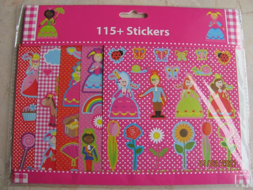 NIEUW in folie 5 stickervellen kleurige STICKERS prinses 115, Ophalen of Verzenden, Nieuw, Meerdere stickers