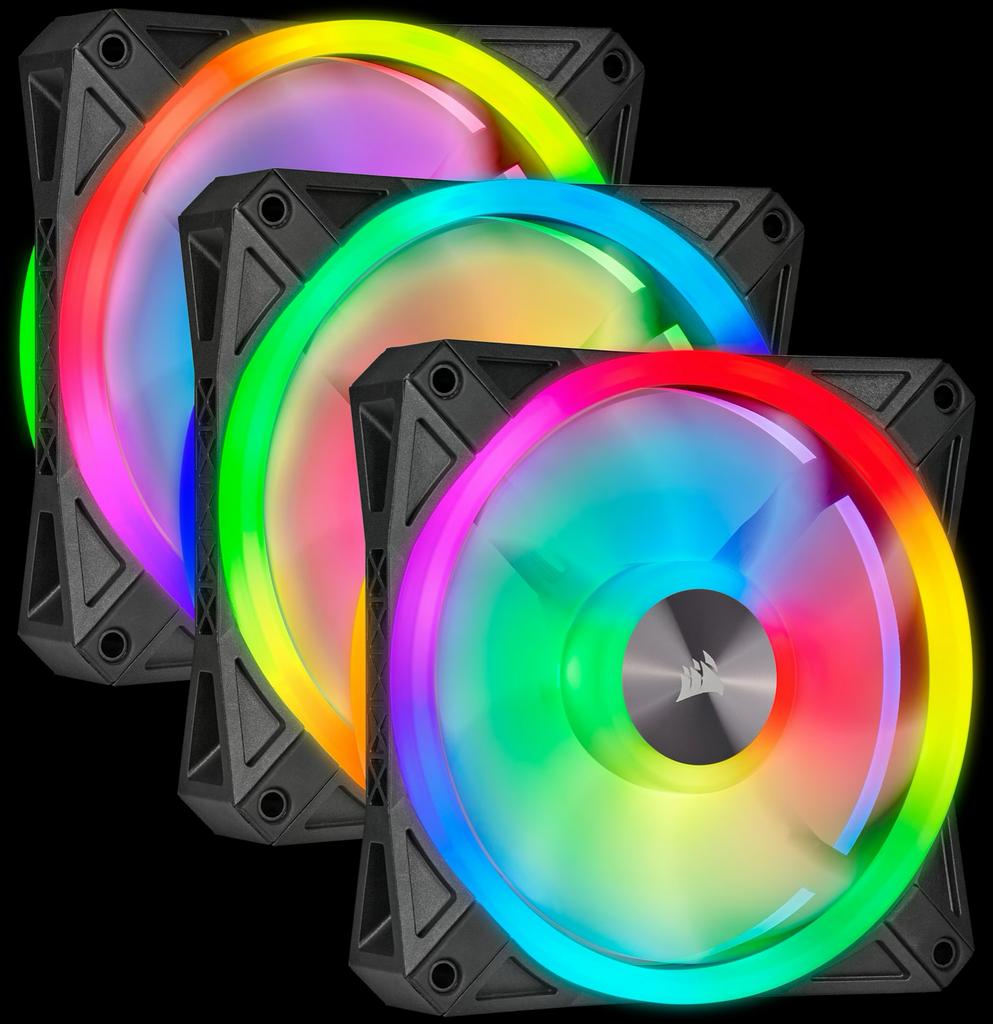 4x Corsair iCUE QL120 RGB Fans Zwart met Lighting Node, Computers en Software, Computerkoelers, Ophalen of Verzenden, Zo goed als nieuw
