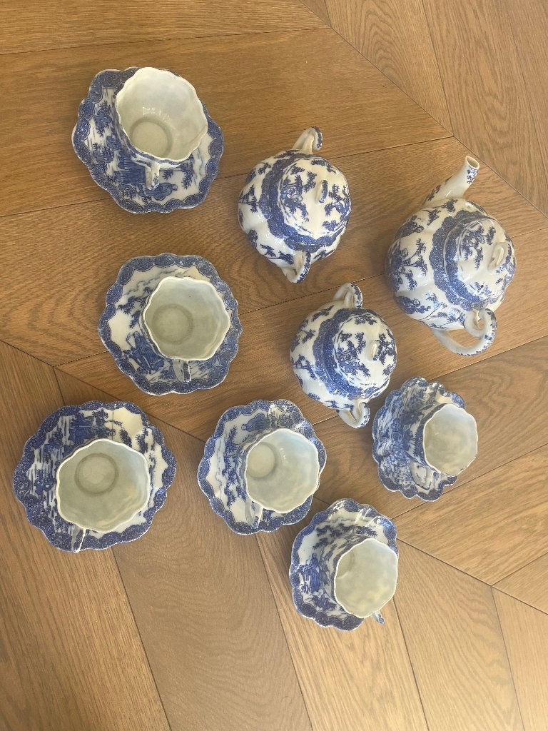 Prachtig antiek theeservies (rond 1900–1925), compleet, Ophalen