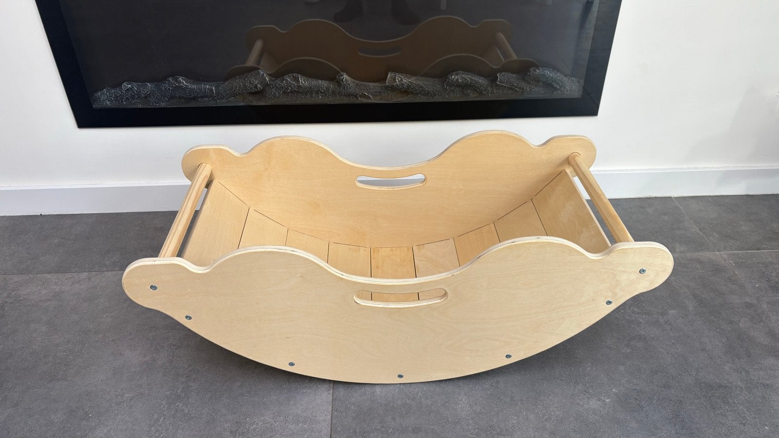 Houten Montessori Klimrek en Schommelplank, Kinderen en Baby's, Speelgoed | Houten speelgoed, Ophalen, Zo goed als nieuw, Rij- of Hobbelspeelgoed
