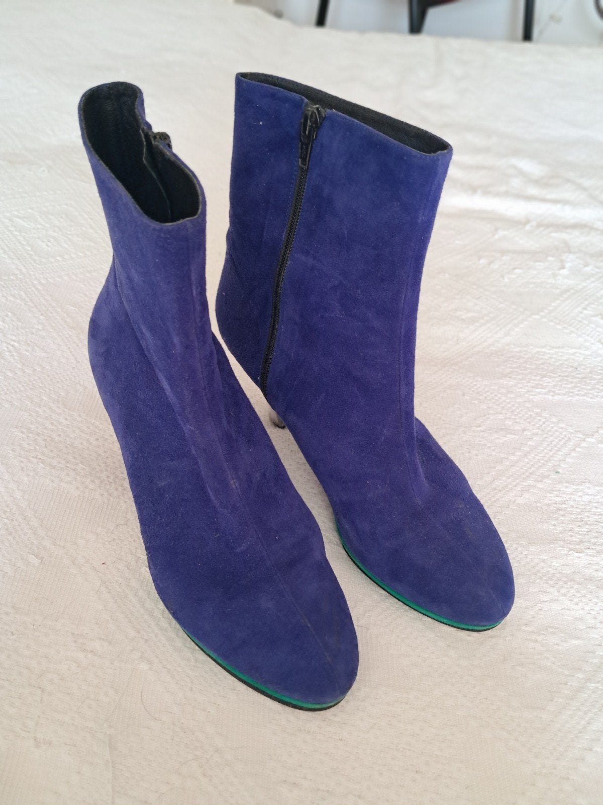 Elegante suède enkellaarzen - Maat 41, Verzenden, Gedragen, Blauw, Lage of Enkellaarzen
