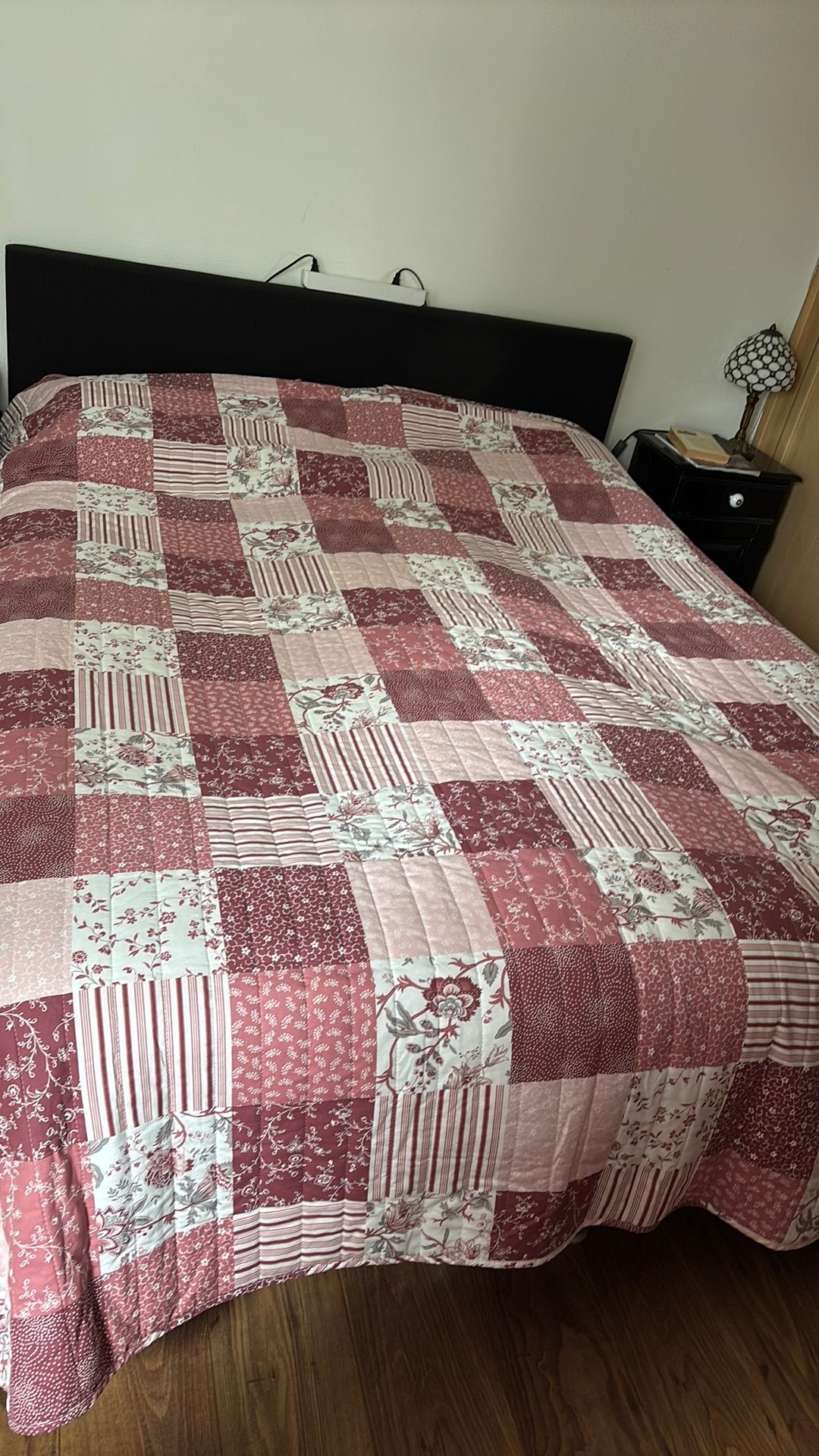 Patchwork Dekbed Rood/Roze - Tweepersoons, Ophalen, Gebruikt, Tweepersoons, Deken of Dekbed