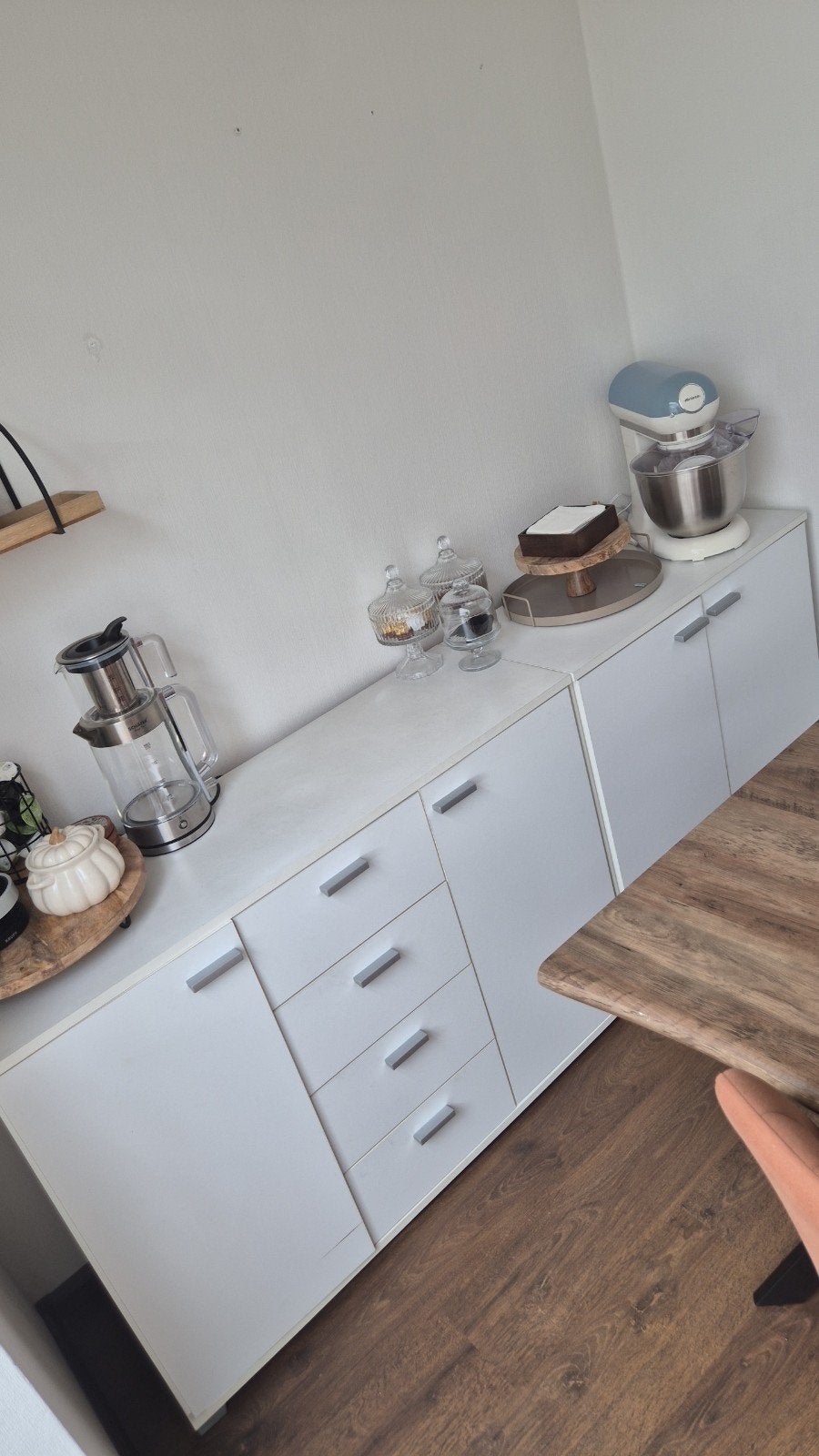 2 Witte kasten met lades en planken, Huis en Inrichting, Kasten | Dressoirs, Ophalen, Gebruikt, 25 tot 50 cm, 50 tot 100 cm