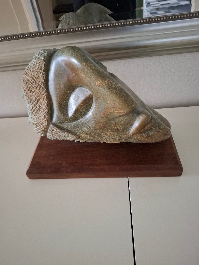 Natuurstenen beeld van een kop, Ophalen, 20 - 50 cm, Beeld, Handgemaakt