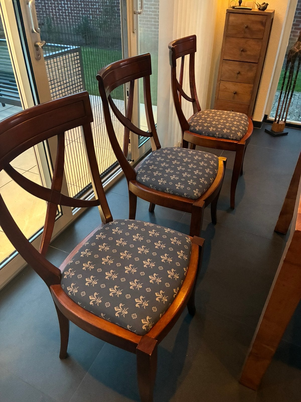 6 kersenhouten eetkamerstoelen Art Nouveau Jugendstil, Ophalen, Art Nouveau Jugendstil, Gebruikt, Bruin